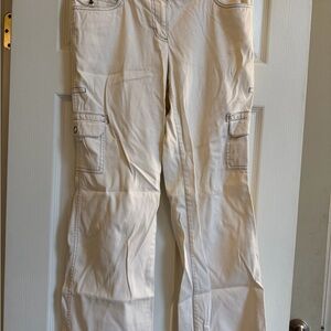 LOFT Cream Utility Pants with Subtle Stitching